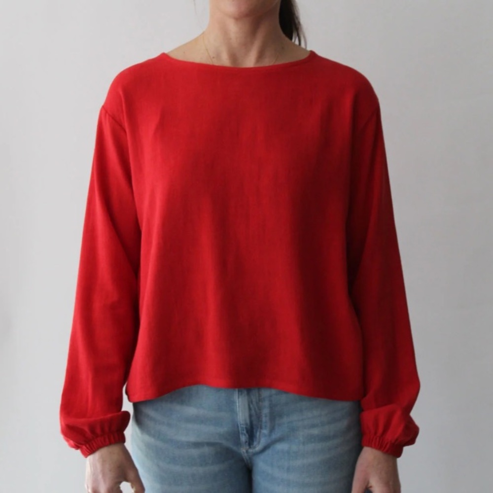SATTVA red linen blouse boxy blouse